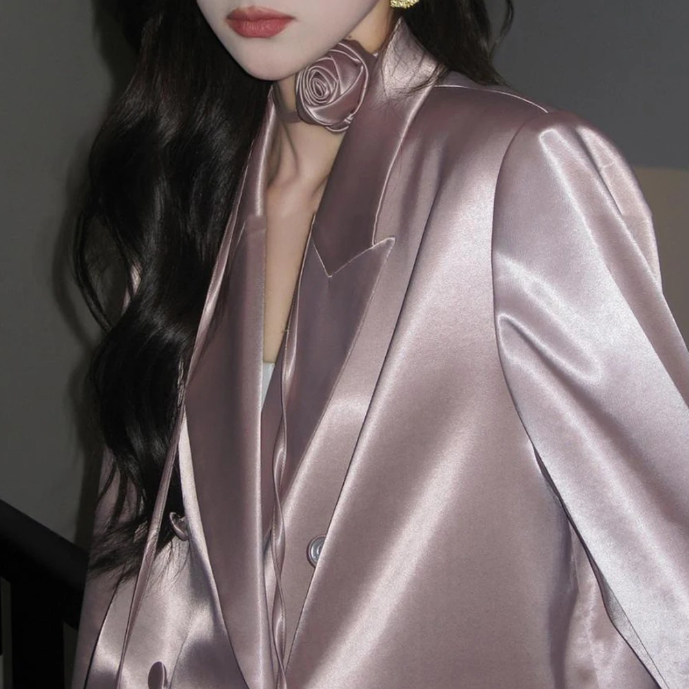 TWOTWINSTYLE 여성용 솔리드 스플라이스 단추 슬리밍 블레이저, 노치드 칼라, 긴팔, 세련된 블레이저, 여성 패션 스타일 의류