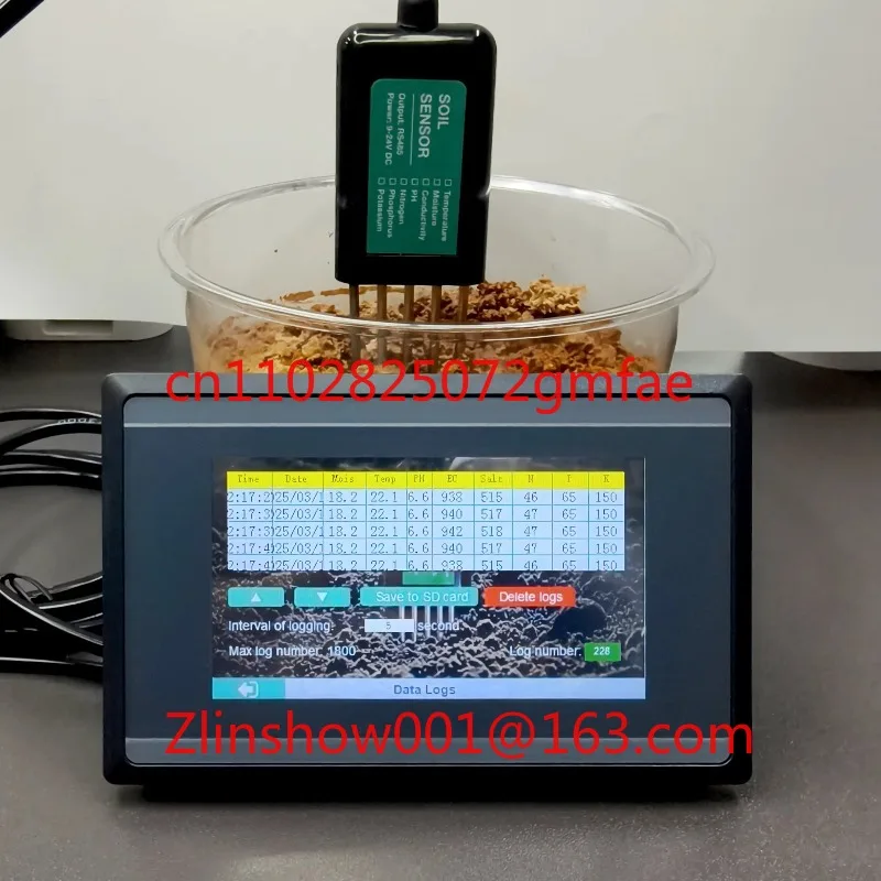 Soil Moisture Temperature Humidity EC PH Salinity NPK 8 in 1 Sensor with HMI Touch Screen Kit