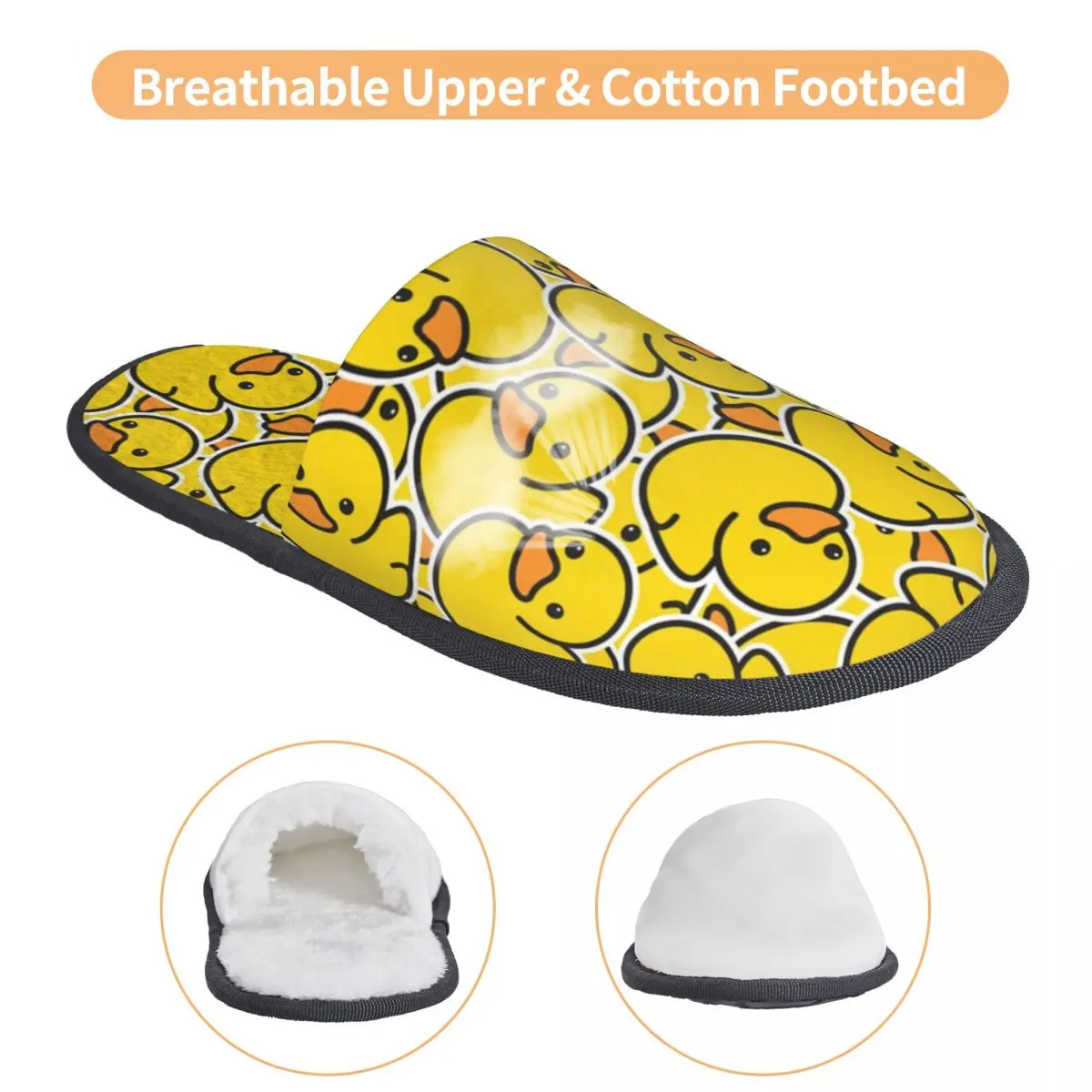 Classic Rubber Duck Slippers para mulheres, personalizado, confortável, confortável, espuma de memória, amarelo, casa sapatos, quarto