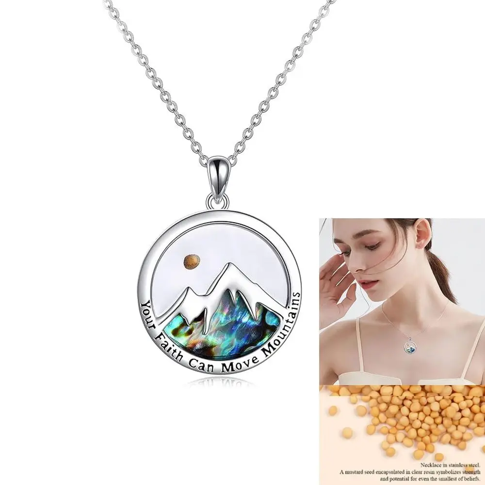 جديد فضي اللون الخردل البذور قلادة بذور الإيمان الفولاذ المقاوم للصدأ سلسلة قلادة قلادة مستديرة شكل مجوهرات اكسسوارات #2