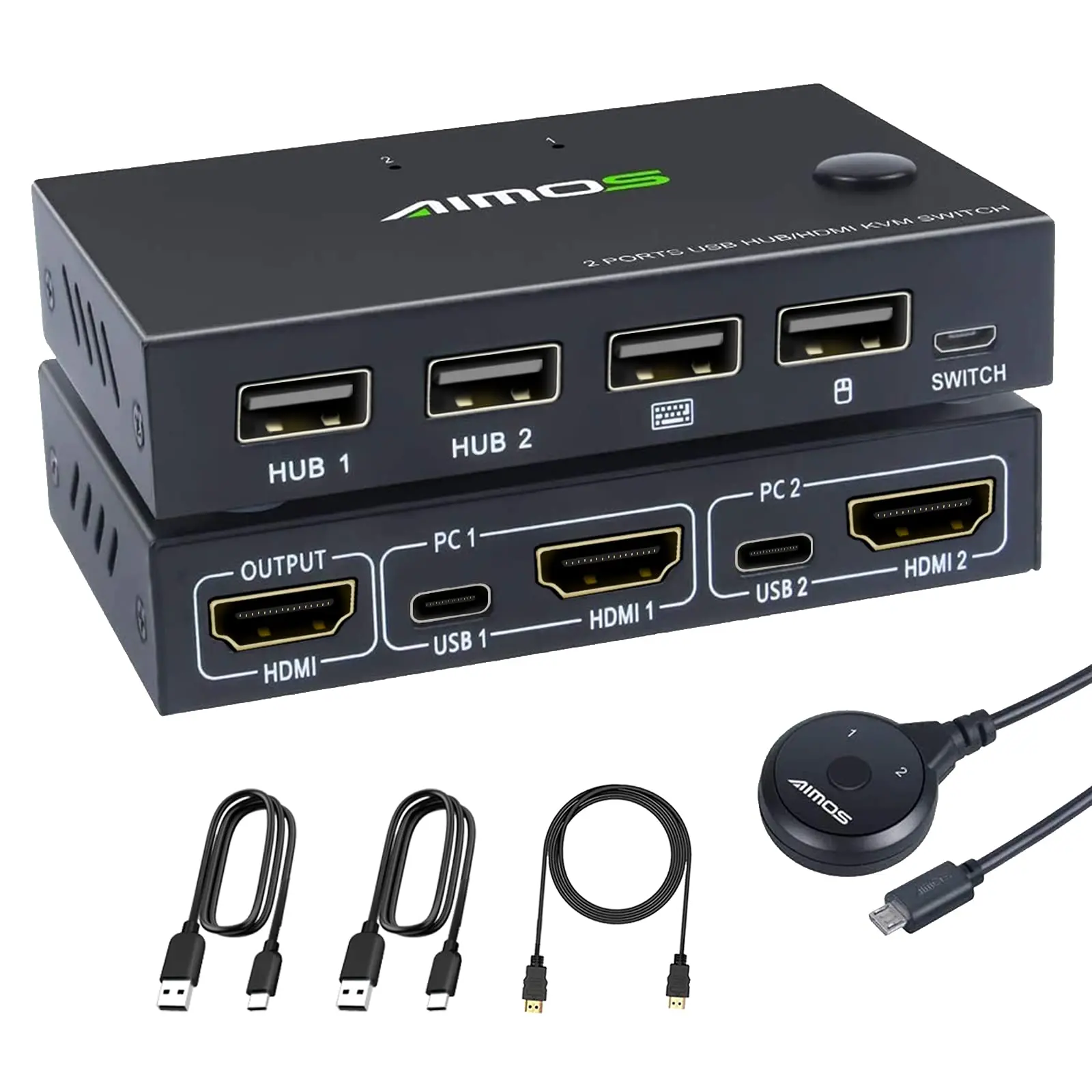 KVM Switch 1 Monitors 2 Computers 4K@60Hz,USB KVM Switches for 2 Desktops/Laptops Share Single Monitor Keyboard Mouse Printer