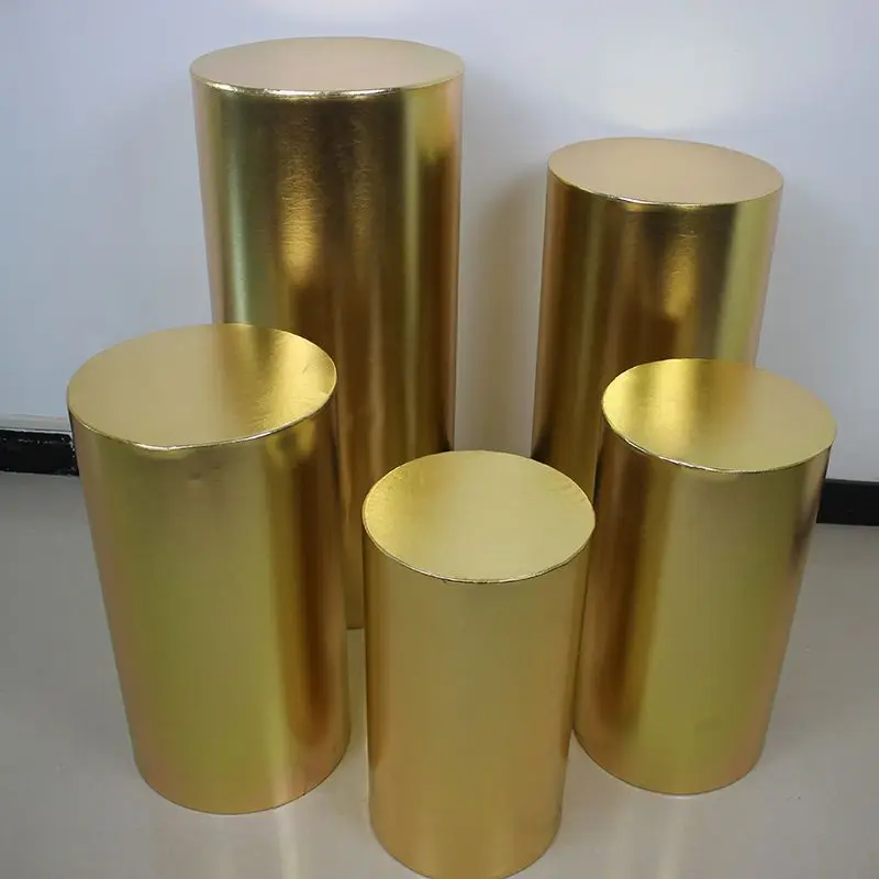 Pedestal Covers Gold and Silver Pink Red BLue White Shiny Fabric Stretch Cloth Cylinder Cover Elastic Fabric Party Decoration