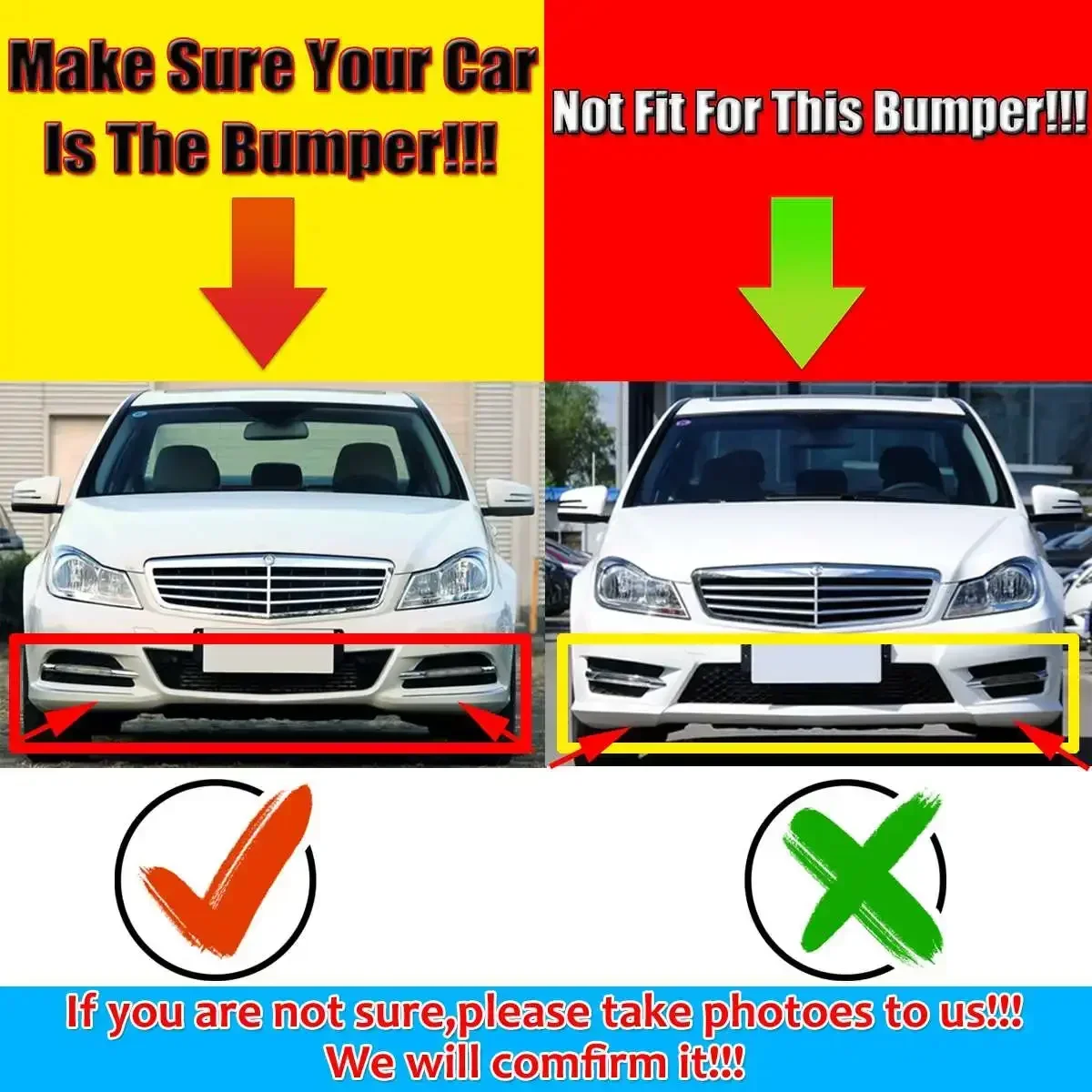 3 Piece Car Front Bumper Splitter Lip Spoiler Diffuser Protection Cover Trim For Mercedes For Benz W204 2008-2014 Exterior Part