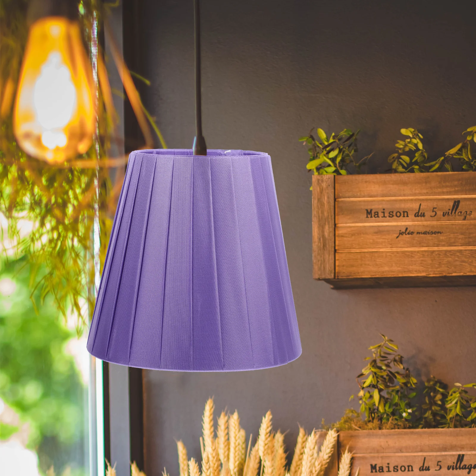 

Fabric Lampshade Vintage Small Replacement Light Metal Clip On Wall Drum Style Elegant Glow Warm Living Room Bedroom for Wall