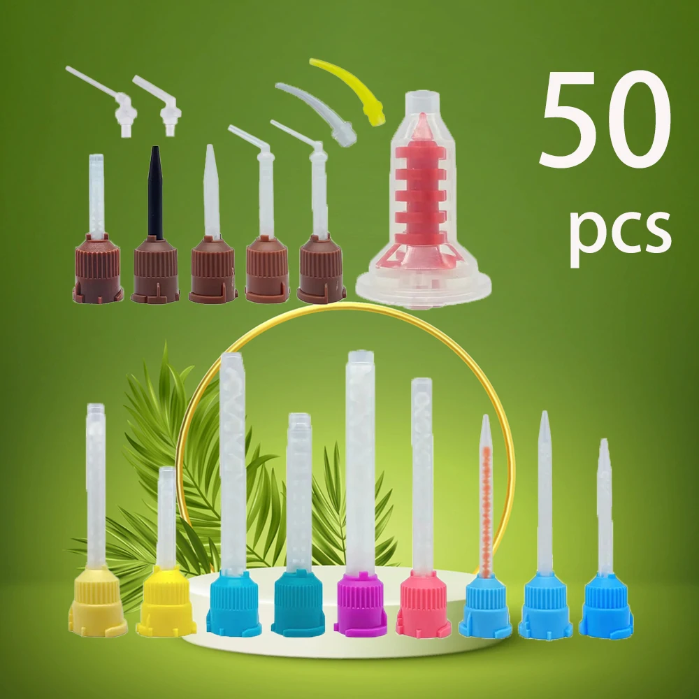 

50 pcs Dental Mixing Tips Silicone Rubber Mixing Tip Dentist Impression Materials Mixing Tube Denture Laboratory Color Tubes