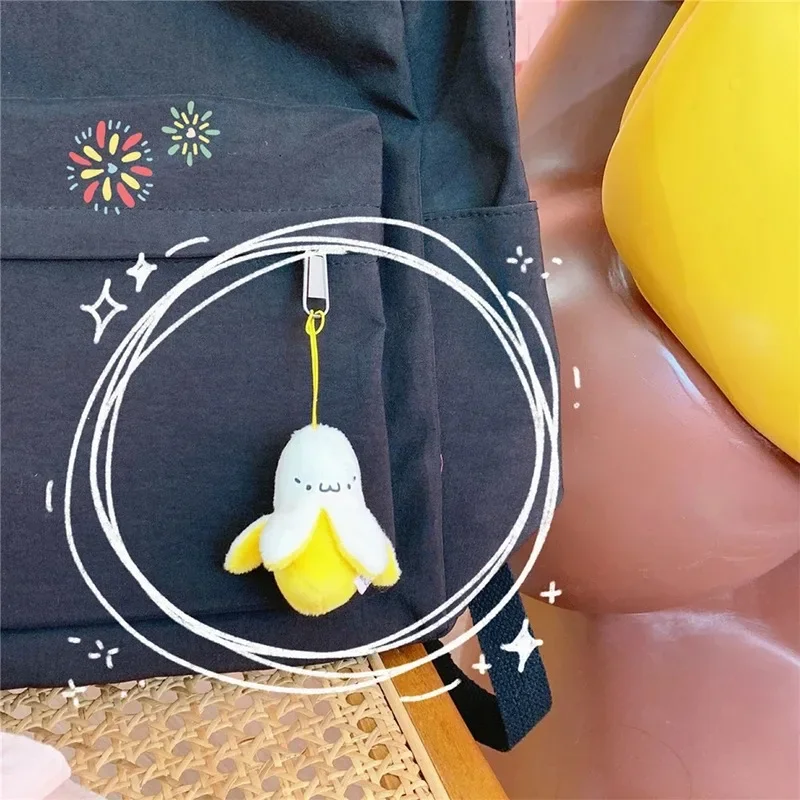 Creatieve banaanvorm hanger sleutelhanger vrouwen meisjes zachte pluche pop bedels voor telefoon portemonnee handtas decoratie kinderen verjaardagscadeaus