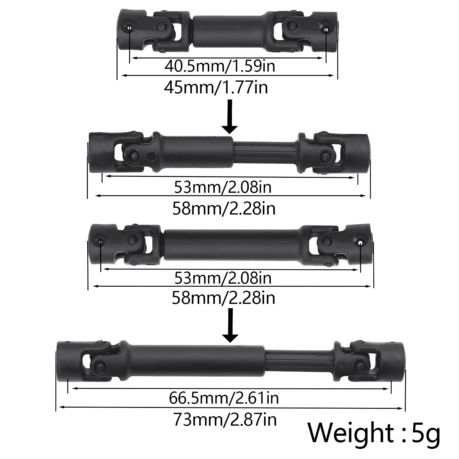 2Pcs Plastic Drive Shaft CVD Drive Shafts Chassis Center Driveshaft For 1/18 TRX4M Bronco AX-8560 Upgrade Parts