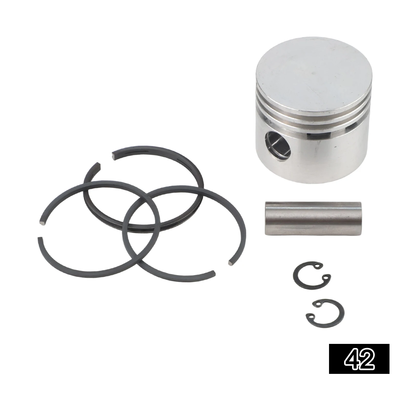 

Комплект для обслуживания воздушного компрессора: 1 поршень, 3 поршневых кольца, 1 штифт и 2 стопорных кольца для поршневых устройств.