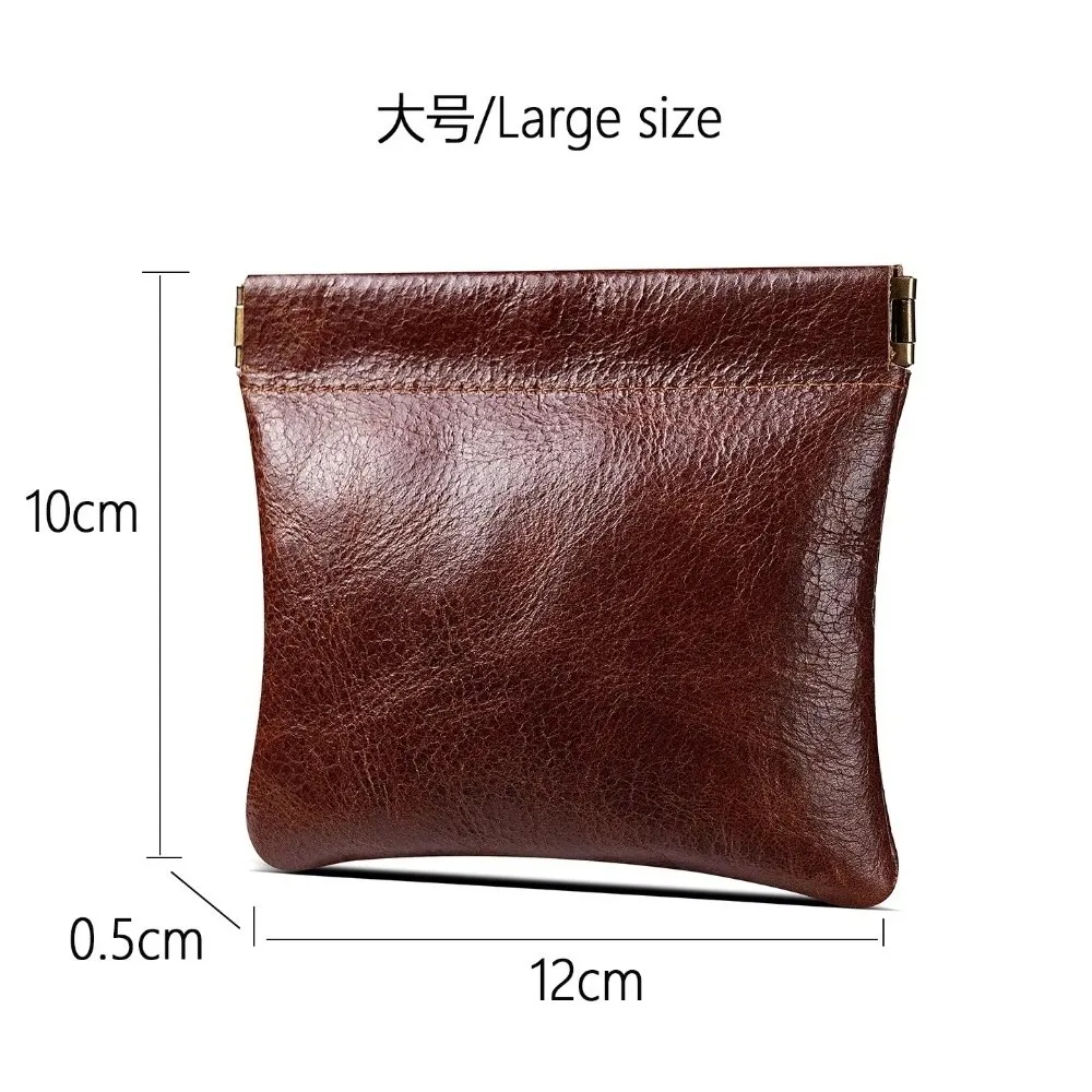 3 Size Options Coin Purse Automatic Closing Genuine Leather Jewelry Pouch Compact Design Multi-Size Squeeze Coin Purse