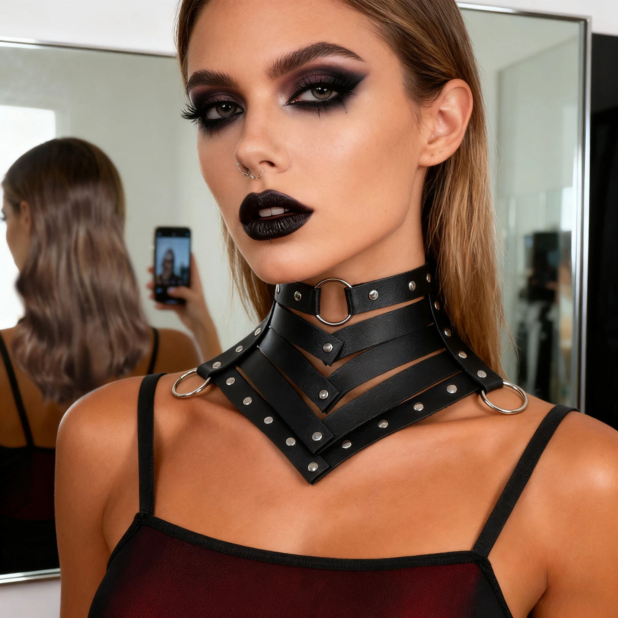 

Женский винтажный готический панк-воротник из искусственной кожи с регулируемыми ремнями, для вечеринок, фестивалей, косплея