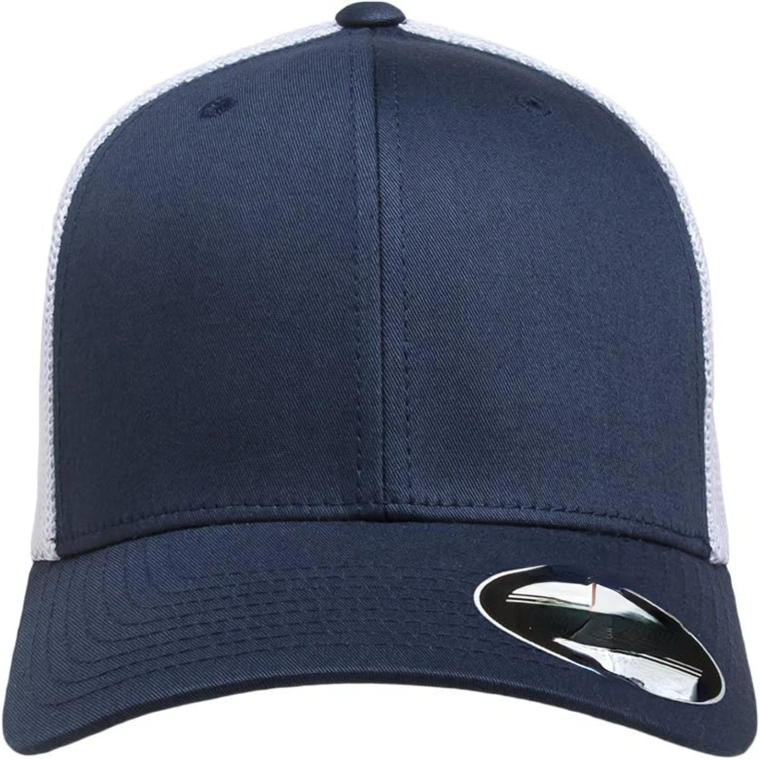 

Impress with This Stylish and Fashionable Navy/White Mesh Trucker Cap - A Functional and Versatile Hat for Outdoor Adventures.