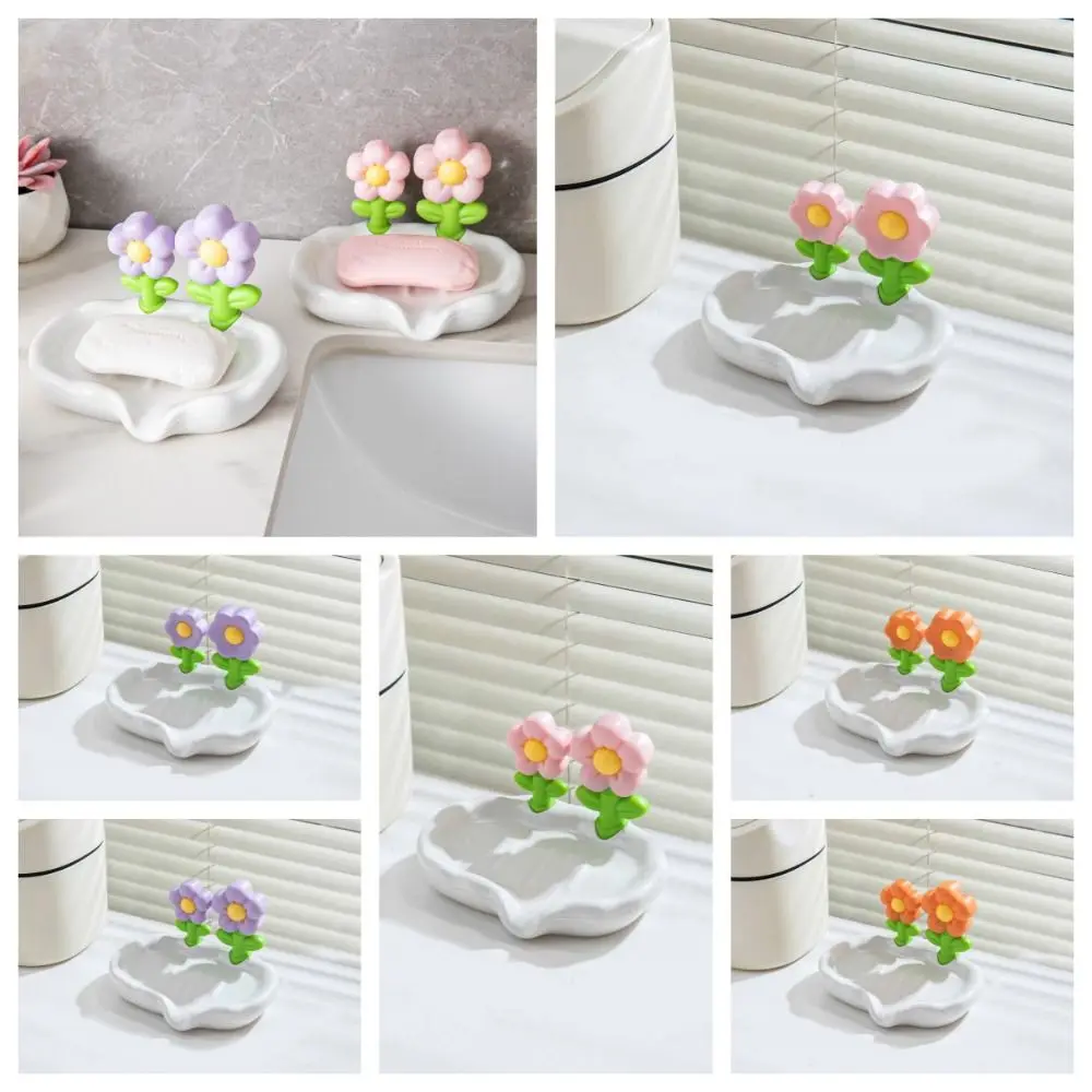 Flower Shape Ceramic Soap Dishes Self Draining No Water Accumulation Soap Box Extend Soap Life Keep Soap Bars Dry Soap Tray