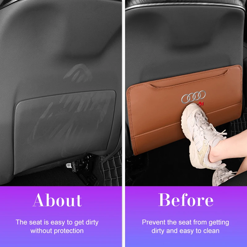 

Sticker,Leather Car Anti-kick Pad With Storage Bag For Audi A3 A4 A5 A6 Q3 Q5 Q7 S3 S4 S5 TT Backseat Protector Pads Accessorie