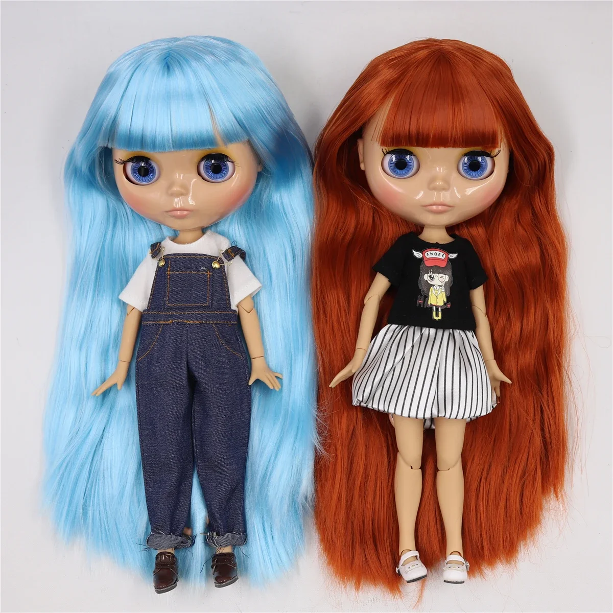 ICY DBS Blyth Doll Tan Skin Glossy Face Long Hair 19 Joints Body Including Clothes Shoes 30cm Doll Girl Festival Birthday Gift