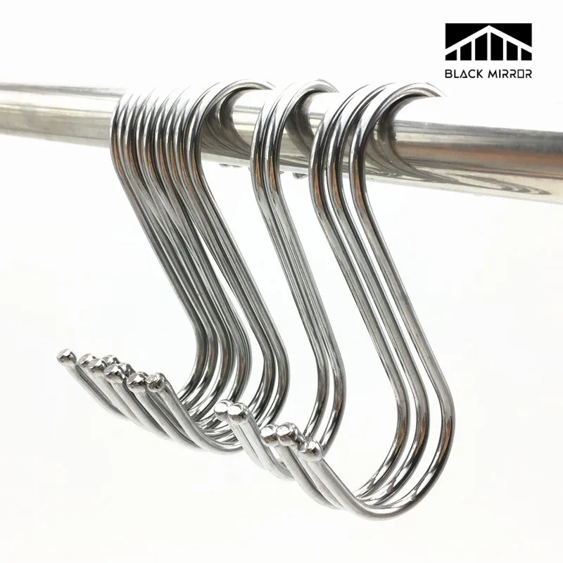 S Shaped Hooks Stainless Steel Metal Hangers Hanging Hooks Kitchen Work Shop Bathroom Garden Tower Hanger Home Storage Holder