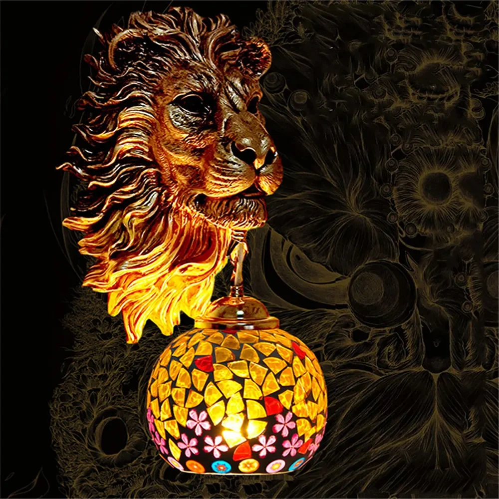 ABEL Contemporary Lion Wall Lamp Retro Creative Living Room Bedroom Bar Cafe Western Restaurant Aisle Decoration Wall Light