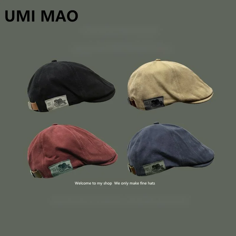 UMI MAO Cotton Caps For Men Hats Berets British Western Style Ivy Cap Classic Winter Woman Vintage Linen Beret