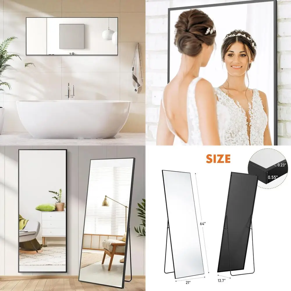

65x21 Freestanding Full Body Mirror for Bedroom or Cloakroom with Aluminum Frame
