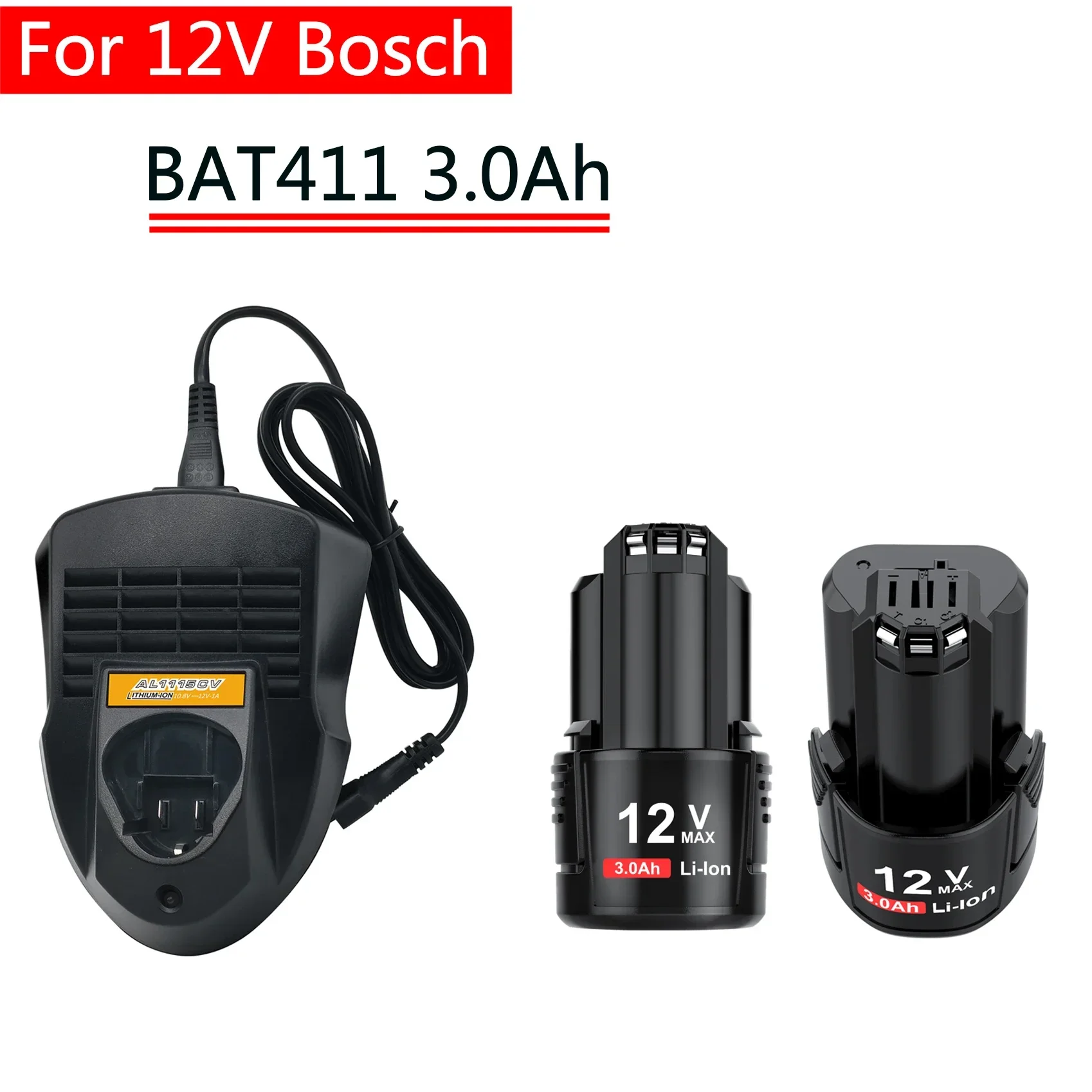For BOSCH 12V 3.0Ah BAT411 Replacement Battery Bosch 12V Battery BAT412A BAT413A D-70745GOP 2607336013 2607336014 PS20-2