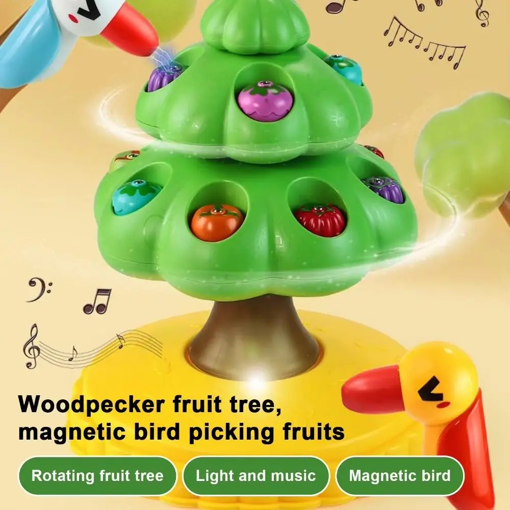 Magnetic Woodpeckers Pick Fruit Trees Fishing Dish Easy Rotating-Woodpecker Picking Fruit Trees Colorful Early Educational