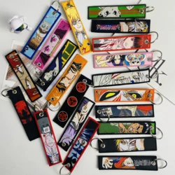 New Japanese anime key Tag embroidered key label car pendant keyring decorative bag wallet accessories For Boys Friends Gifts