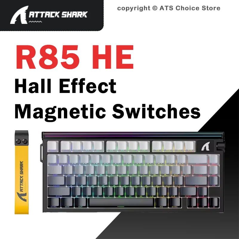 ATTACK SHARK R85 HE 75% Wired Magnetic Keyboard 8000Hz Rapid Trigger Hall Effect RGB Lightbox Knob Low Latency Gaming Keyboard
