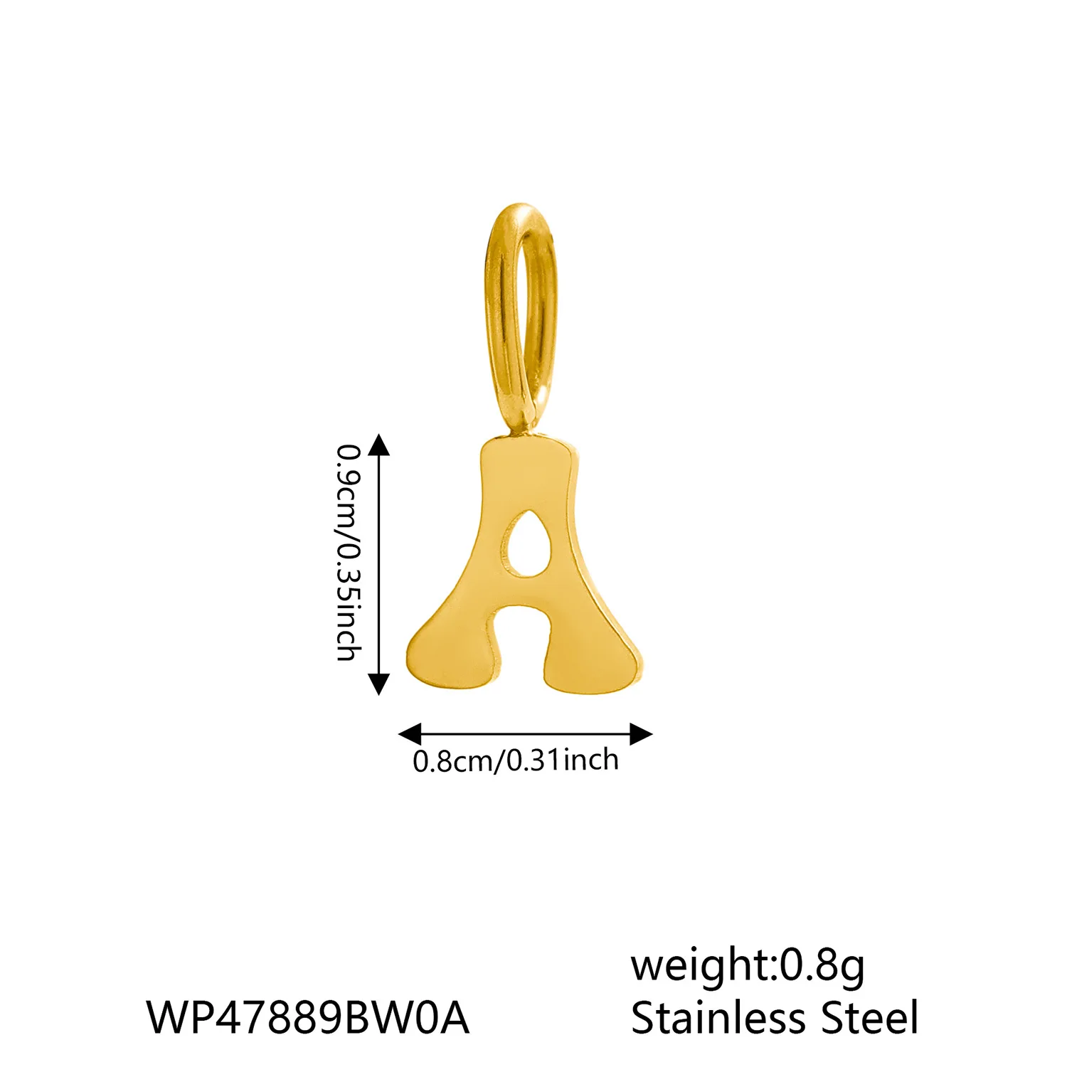 A-Z Alphabet 26 Letter Charms Set Heart Zircon Pearl Initial Letter Gold Plated Stainless Steel Pendants for DIY