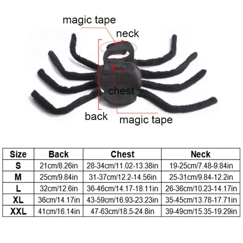 Black Dog Halloween Spider Costume Soft Short Dog Cosplay Spider Outfit Simulation with Magic Tape Cat Spider Dress Up Cosplay