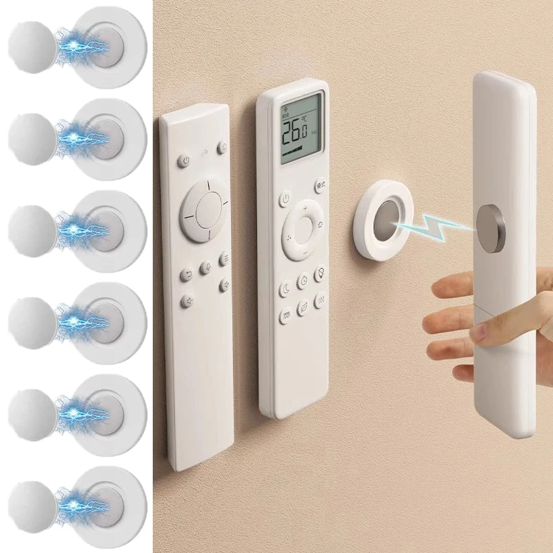 24pcs No Drill Magnetic Remote Holder - Wall Mount for Remotes White Space-Saving Design Home Storage Hook Organization Tools