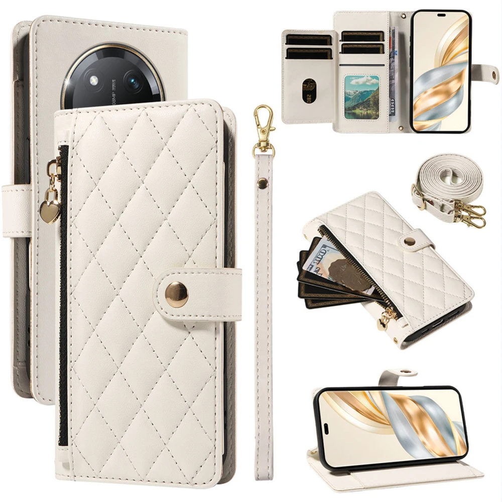 

Чехол-книжка Honor Magic7 Lite 5G для Huawei Honor Magic 7 Pro, кожаный кошелек на молнии через плечо, чехол Funda Honor Magic6 Pro 5 Lite