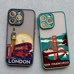 London Paris New York Scenery Building Phone Case For iPhone 17 16 15 14 11 Pro Max 13 12 Pro Max Mini XS X XR 15 16 Plus Cover