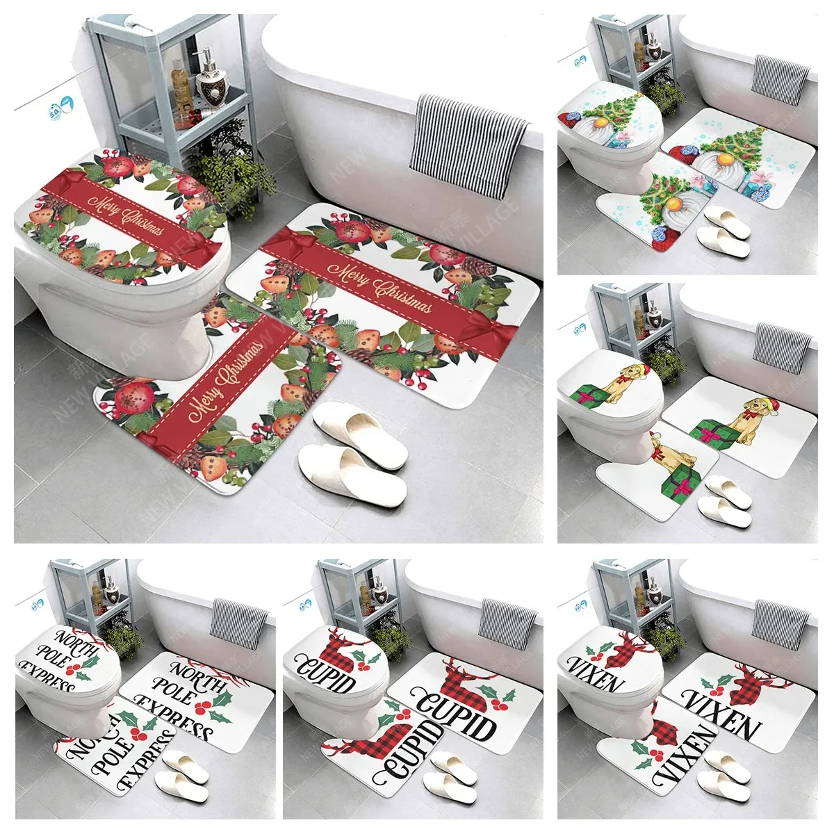 

Non slip shower mat bathroom carpet shower mathome decoration Christmas surrounding decoration water absorption bathtub carpet