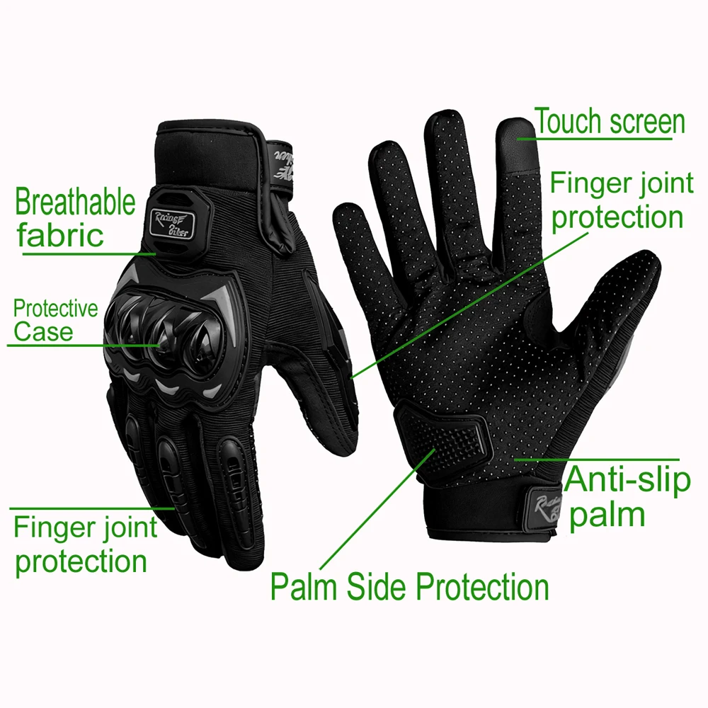

Men Motorcycle Gloves Summer Breathable Mesh Touch Screen Full Finger Knuckle Armor Anti Slip Motocross Racing Protective Gear