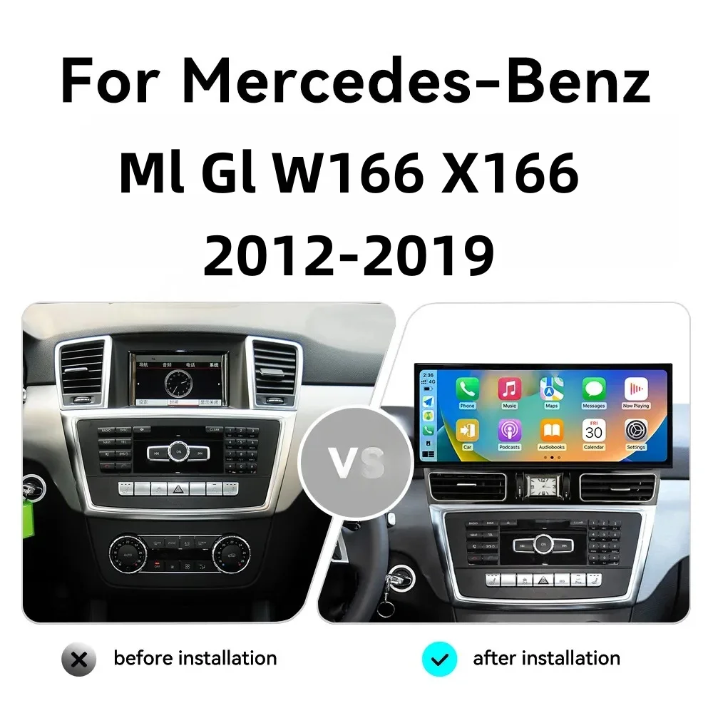 Radio multimédia Bluetooth Carplay sans fil, pour Mercedes Benz ML GL GLE GLS W166 X166 2012 – 2019, Navigation Android 14