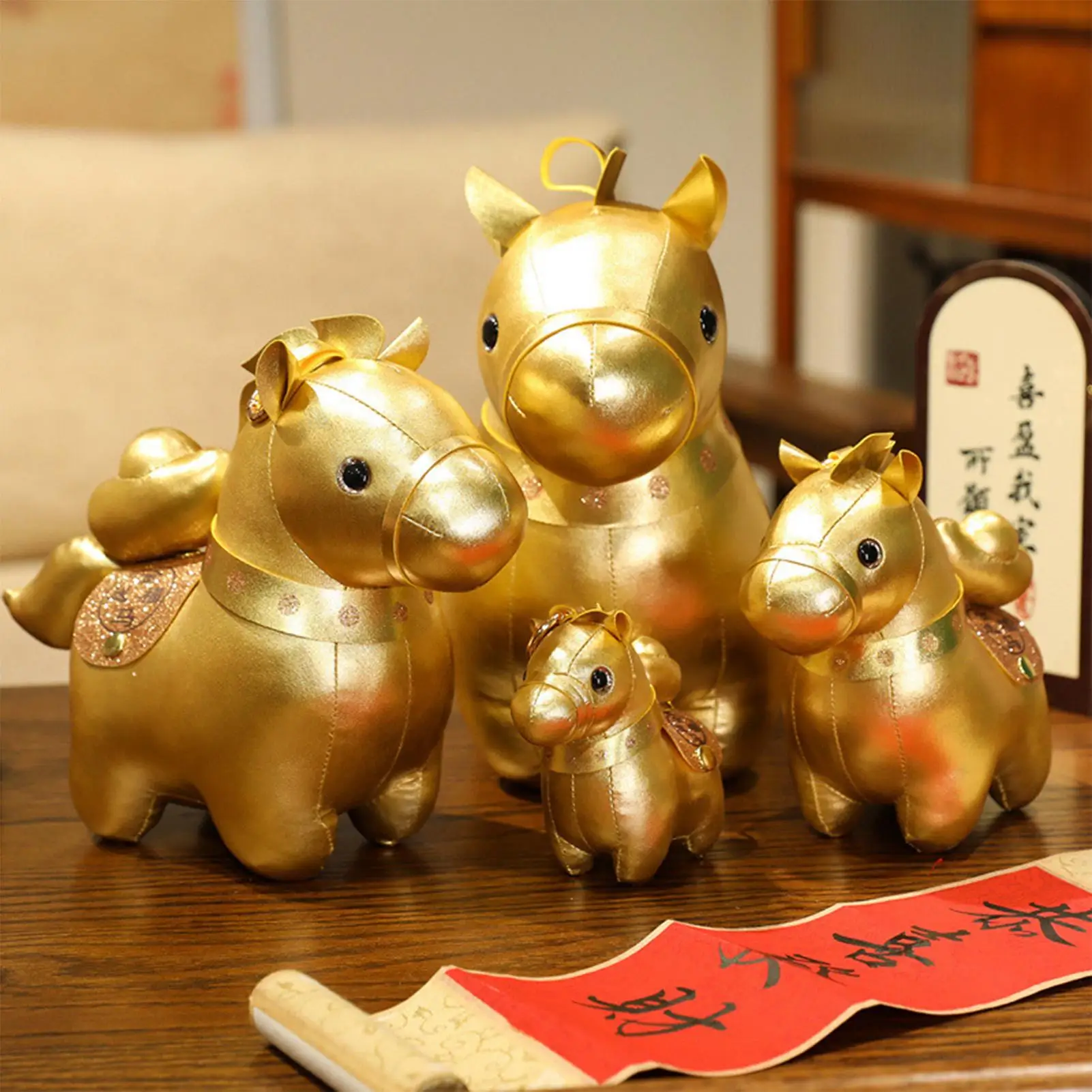 Année du cheval en peluche, poupée d'animal en peluche, porte-clés en peluche doux, cadeau pour enfants et adultes, sac à dos, Collection pendentif