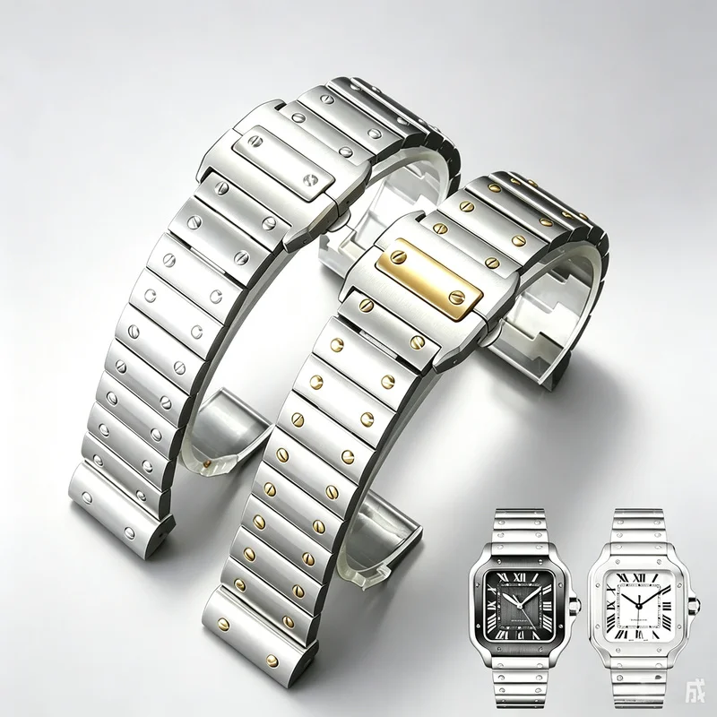 Stainless Steel Watch Strap Men's Suitable for Cartier Santos Series Santos Original Santos100 Bracelet 23mm