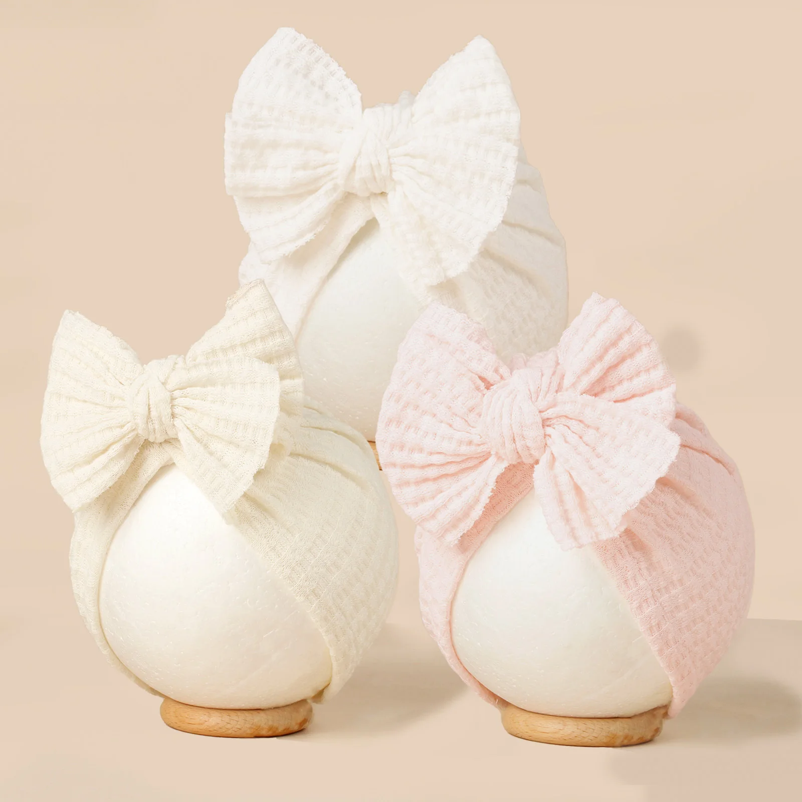 

3 шт. вафельные шапки для младенцев, маленькие дети, шапки-платки для новорожденных, мягкая шапочка для волос плода, детские головные уборы, шапки, аксессуары