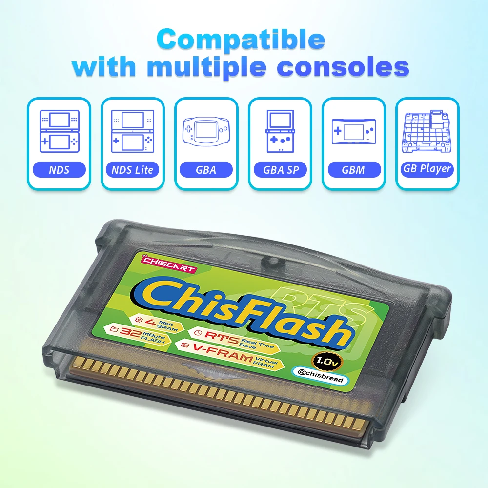 Chiscart ChisFlash 1.0V Virtuelles FRAM Echtzeit-Speicher-Flash-Modul Kompatibel mit NDS NDSL GBA GBASP GBM GB Spieler-Konsolen – Detail 2