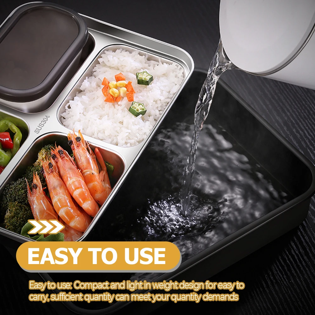 

2pcs Stainless Steel Divided Tray Healthy Thick Restaurant Food Plate Home Supplies Kitchen Barware Lunch Compartment