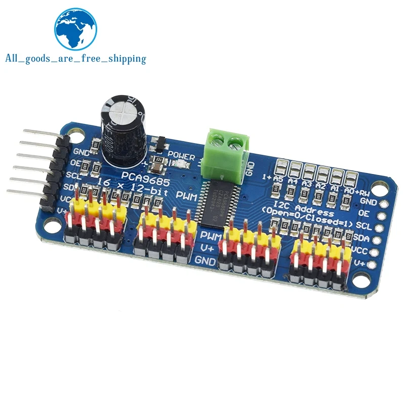 Imagem -05 - Tzt Pca9685pw Servo Shield Driver 16 Canais 12 Bits Pwm Interface I2c Módulo Pca9685 para Raspberry pi