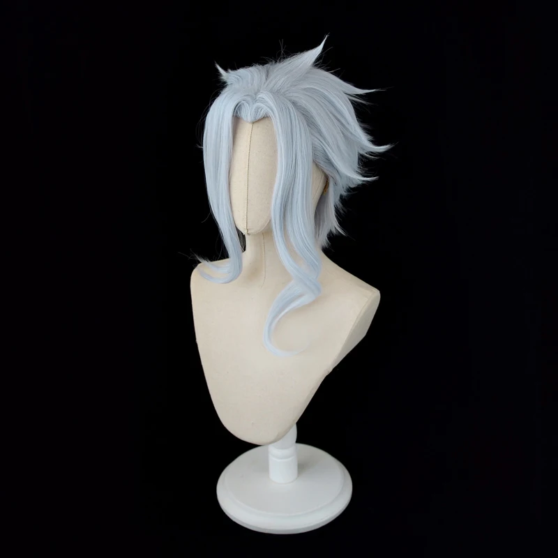 Genshin Impact Dottore Cosplay Wig Doctor Fatui Short Light Blue Halloween Party Fake Hair Wig Snezhnaya + Wig Cap