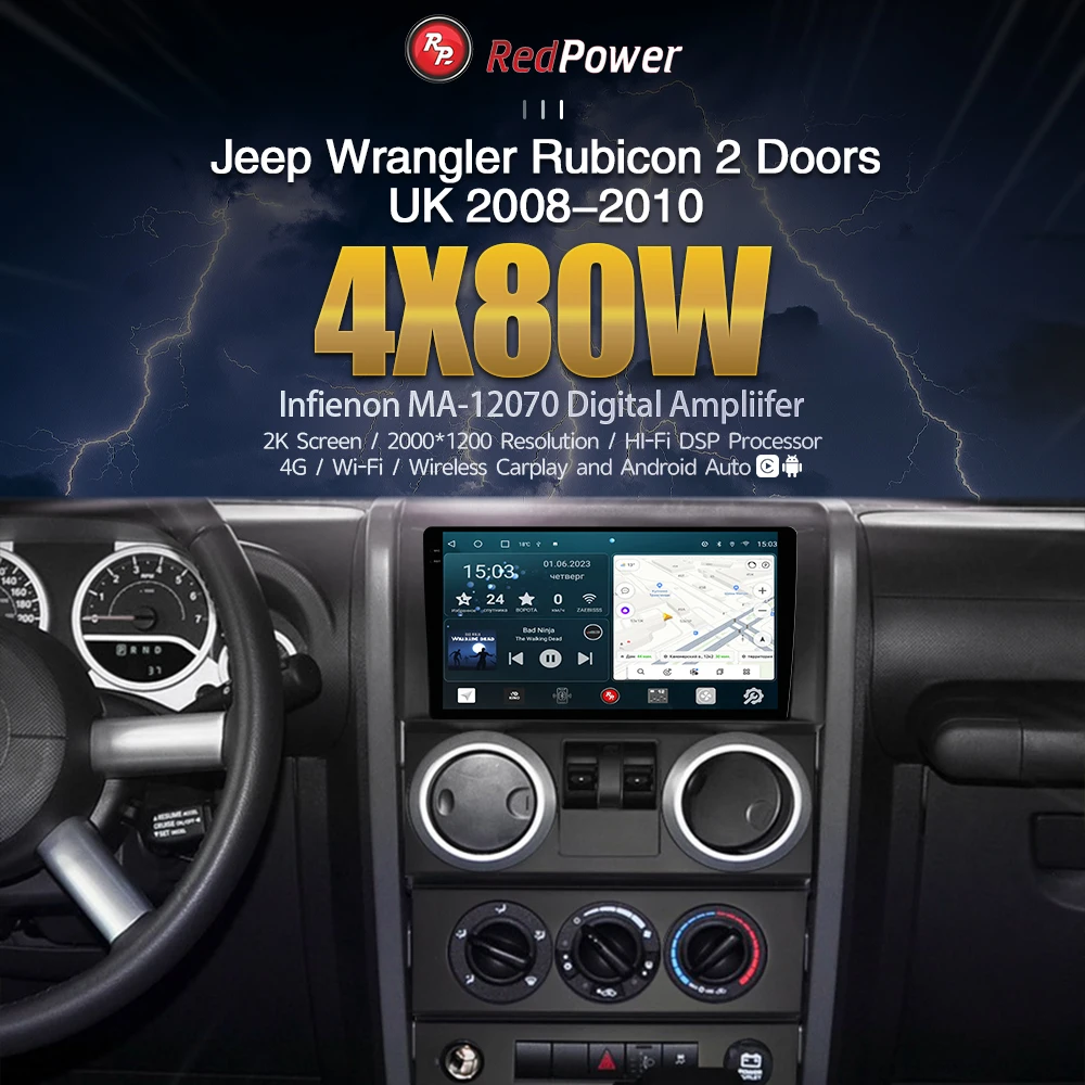 Car Radio 2K redpower 75414 HiFi for Jeep Wrangler 3 generation JK (08.2006-07.2010) 4 doors 75413 2 doors car DVD player