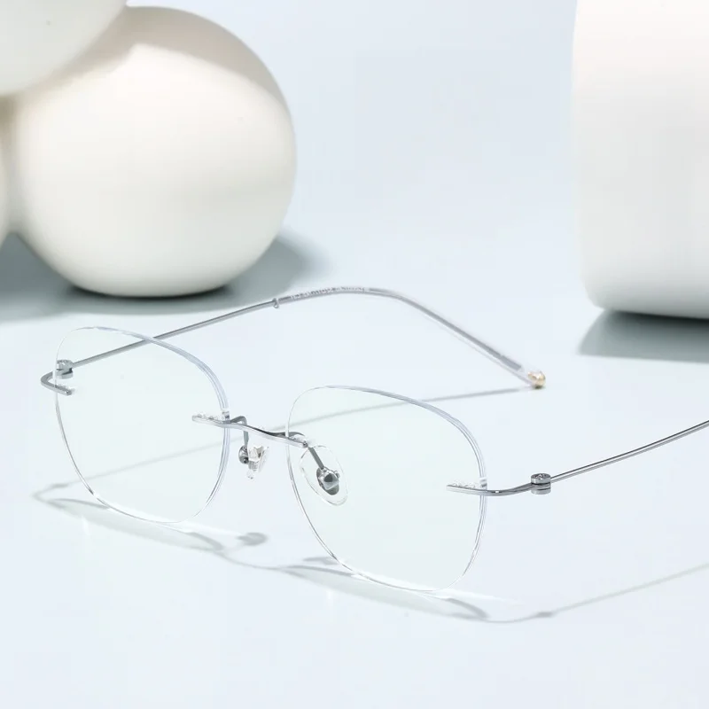 DIEDIESEE جديد إطار نظارات بدون إطار من التيتانيوم الخالص خفيف للغاية للرجال والنساء إطار نظارات طبية بصرية WT0007-40 #2
