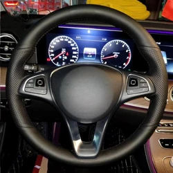 For Mercedes-Benz Vito III ( W447 ) 2015-2020 Auto Parts Hand-stitched Non-slip Black Genuine Leather Car Steering Wheel Cover