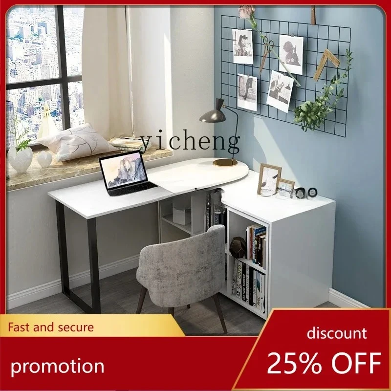 PYH  Rotating Desk Bookcase Folding Bed Cabinet  Multifunctional Invisible Household Simple Solid Wood