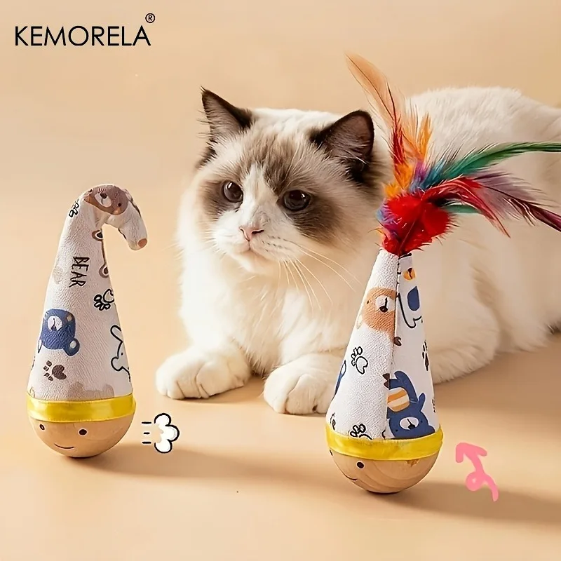 KEMORELA Schaukel-Katzenspielzeug, dynamisches, schüttelndes, interaktives Spiel, speziell für Katzen entwickelt, für unabhängiges Spielen, Haustierspielzeug im Feder-Stil – Detail 5