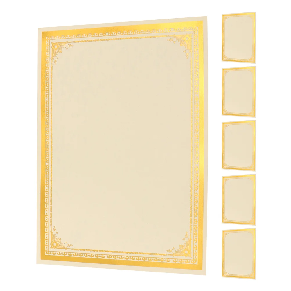 

6Pcs Certificate Inner Paper Gold Foil Border Elegant Clarity Graduation Employee Awards Presentation Paper