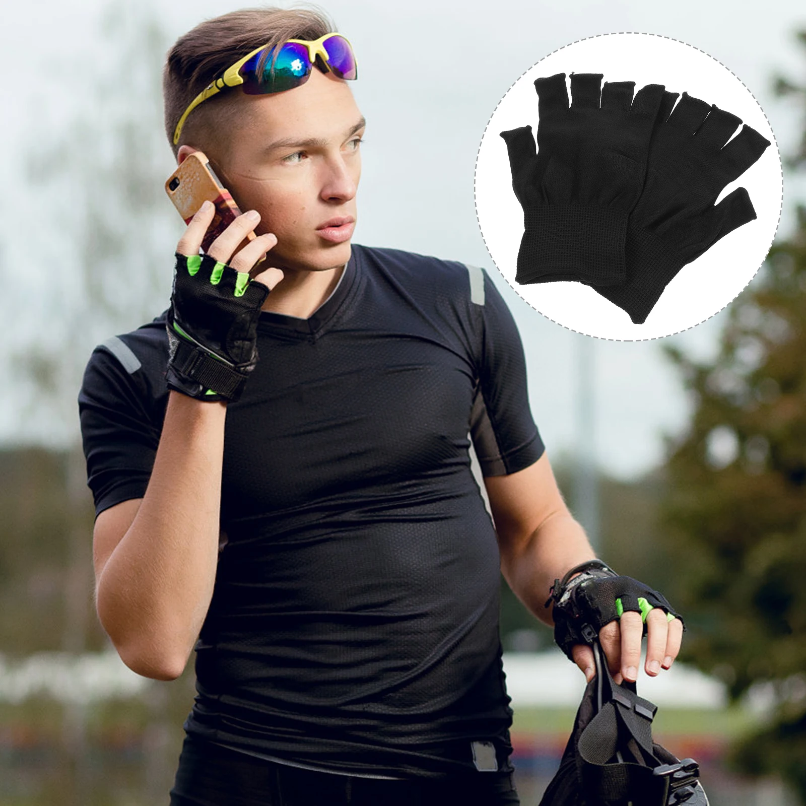 

15Pairs Safety Gloves Half Finger Non-Slip Nylon Working Gloves Men Durable Practical Professional Touchscreen