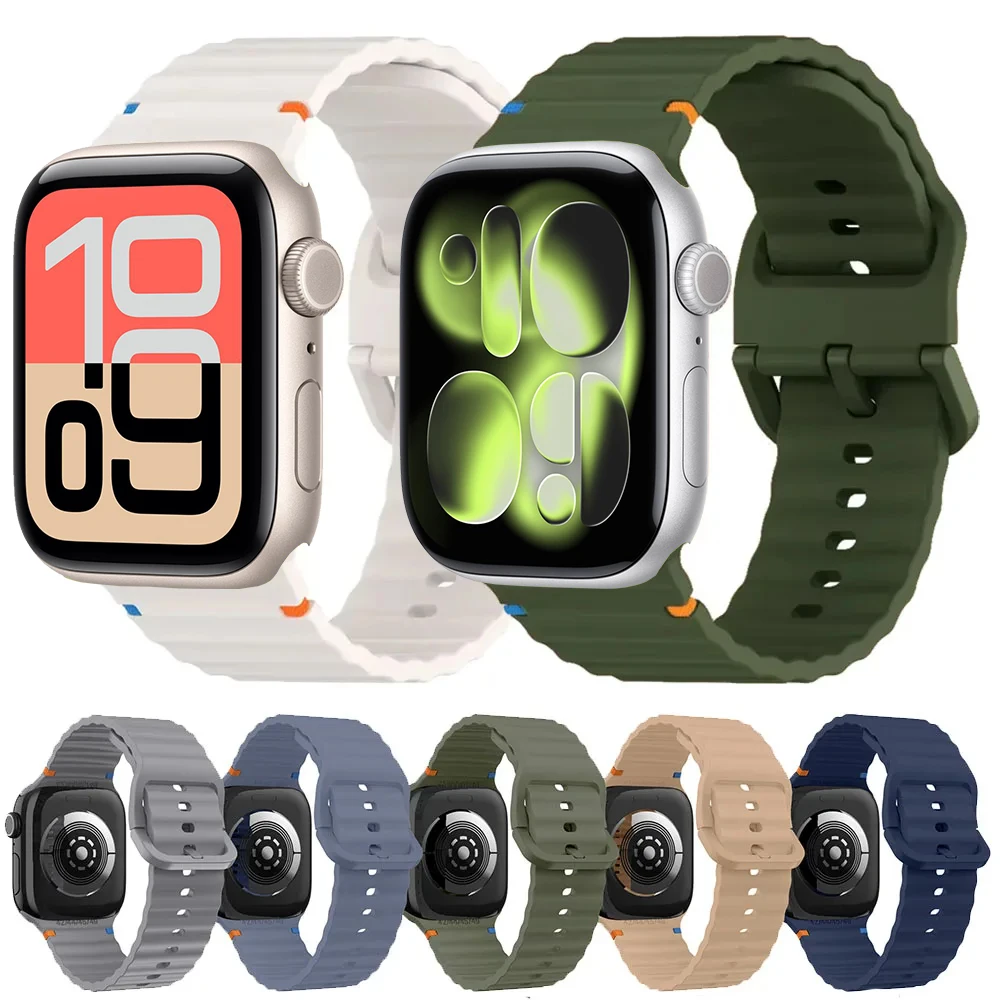 

Silicone Band for Apple Watch Strap 46mm 45mm 42mm 44mm 41mm 40mm 49mm Bracelet iWatch Series Ultra 3 2/11 10 9 8 7 6 5 SE Band