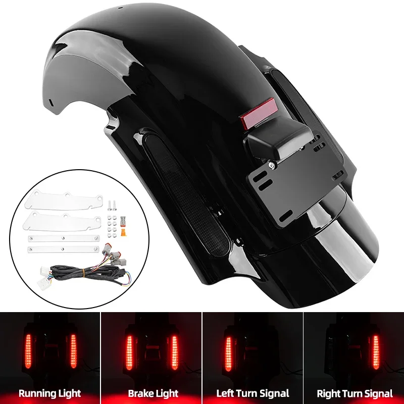 

For Harley Touring Street Electra Road Glide FLHX FLHR 2009-2013 Motorcycle LED Rear Fender System Extension Fascia Set